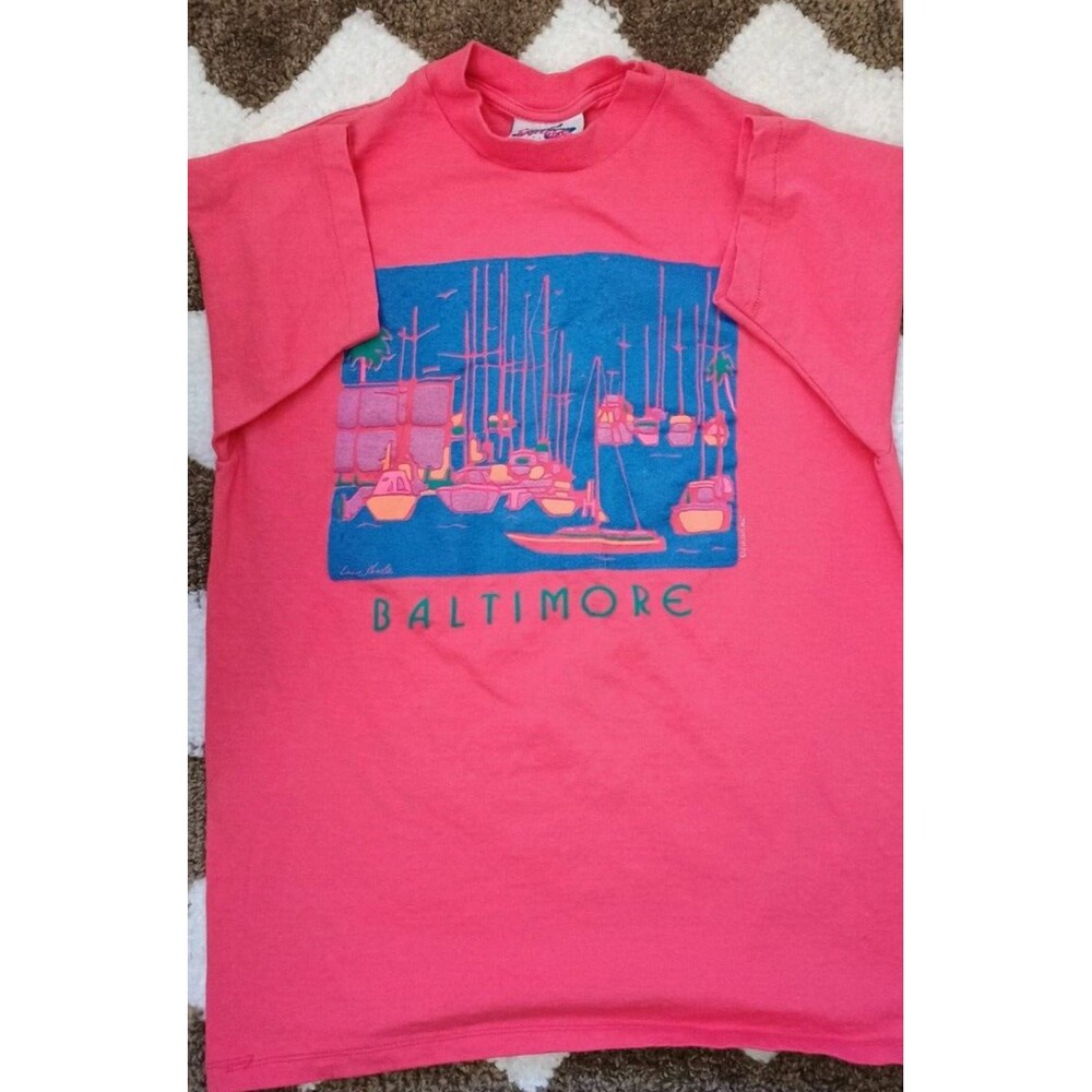 Vintage 80s 90s Single Stitch Baltimore Maryland Sailboats T-Shirt Mens L